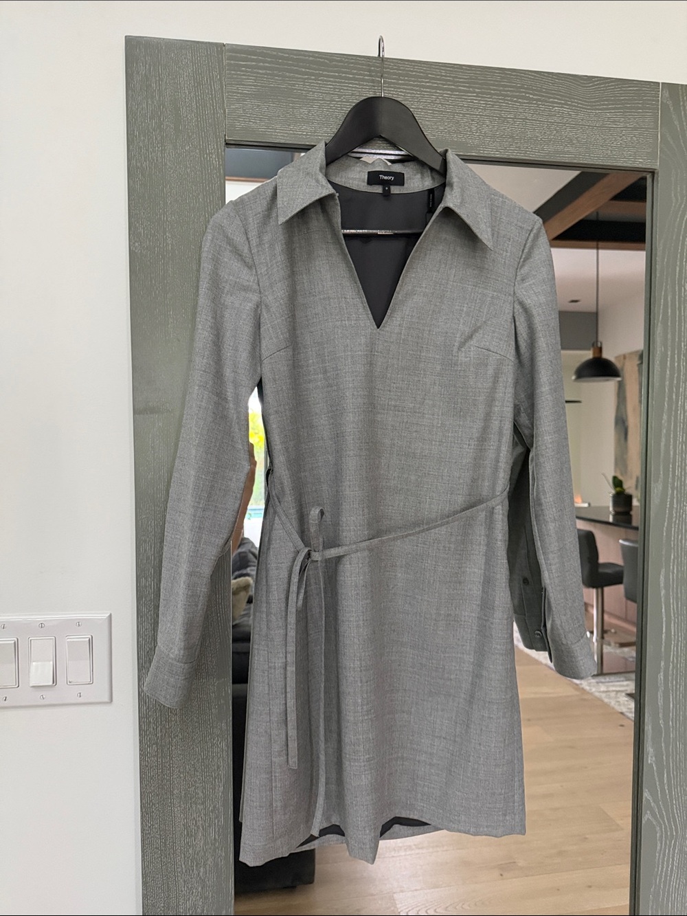 Theory | Size 0 Grey Collared Belted Shift Dress NWT Retail: $425